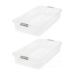Underbed Buckle-Up 50-Qt. Plastic Storage Container in Clear (2-Pack) by IRIS