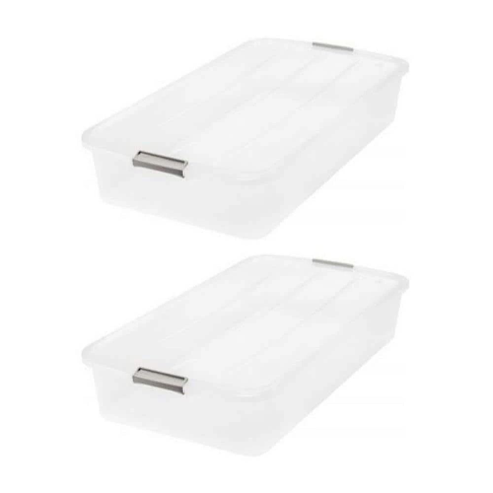 Underbed Buckle-Up 50-Qt. Plastic Storage Container in Clear (2-Pack) by IRIS 3 Underbed Buckle-Up 50-Qt. Plastic Storage Container in Clear (2-Pack) by IRIS