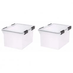 32 Qt. Letter and Legal Size File Box Storage Container in Clear (2-Pack) by IRIS
