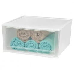 7 Qt. X-Large Hard Plastic Stacking Tote Drawer in Clear (8-Pack) by IRIS -Kate and Laurel Shop clear iris storage bins 2 x 129873 4pk 44 1000