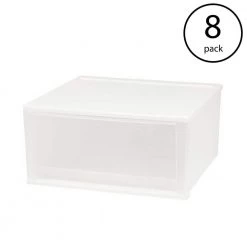 Kate and Laurel Shop 29 7 Qt. X-Large Hard Plastic Stacking Tote Drawer in Clear (8-Pack) by IRIS