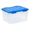 11 Gal. Lockable Plastic Storage Box in Clear with Sturdy Blue Lid and Buckles (4-Pack) by IRIS -Kate and Laurel Shop clear iris storage bins 500132 64 1000