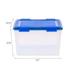 11.5 Gal. WeatherPro Clear Plastic Storage Box with Blue Lid (4-Pack) by IRIS -Kate and Laurel Shop clear iris storage bins 500139 44 1000