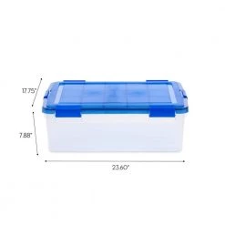 10 Gal. WeatherPro Clear Plastic Storage Box with Blue Lid (3-Pack) by IRIS -Kate and Laurel Shop clear iris storage bins 500140 fa 1000