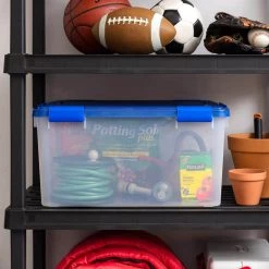 15 Gal. WeatherPro Plastic Storage Box with Blue Lid (3-Pack) by IRIS 19 15 Gal. WeatherPro Plastic Storage Box with Blue Lid (3-Pack) by IRIS -Kate and Laurel Shop clear iris storage bins 500141 31 1000