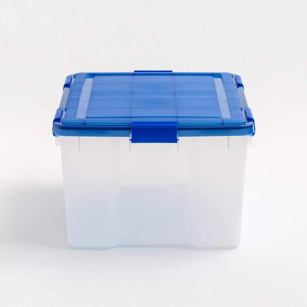 15 Gal. WeatherPro Plastic Storage Box with Blue Lid (3-Pack) by IRIS 5 15 Gal. WeatherPro Plastic Storage Box with Blue Lid (3-Pack) by IRIS - Image 3