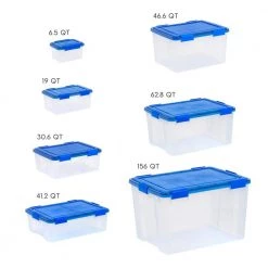 15 Gal. WeatherPro Plastic Storage Box with Blue Lid (3-Pack) by IRIS 18 15 Gal. WeatherPro Plastic Storage Box with Blue Lid (3-Pack) by IRIS -Kate and Laurel Shop clear iris storage bins 500141 d4 1000
