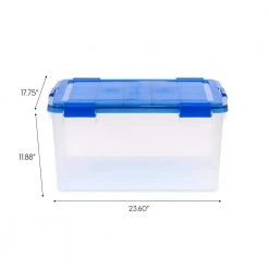 15 Gal. WeatherPro Plastic Storage Box with Blue Lid (3-Pack) by IRIS 16 15 Gal. WeatherPro Plastic Storage Box with Blue Lid (3-Pack) by IRIS -Kate and Laurel Shop clear iris storage bins 500141 fa 1000