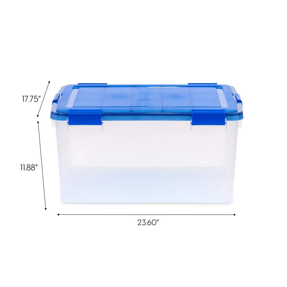 15 Gal. WeatherPro Plastic Storage Box with Blue Lid (3-Pack) by IRIS 8 15 Gal. WeatherPro Plastic Storage Box with Blue Lid (3-Pack) by IRIS - Image 6