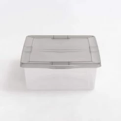 7 Gal. Snap Top Plastic Storage Box in Clear wih Gray Lid 6 Pack by IRIS 14 7 Gal. Snap Top Plastic Storage Box in Clear wih Gray Lid 6 Pack by IRIS -Kate and Laurel Shop clear iris storage bins 500157 4f 1000