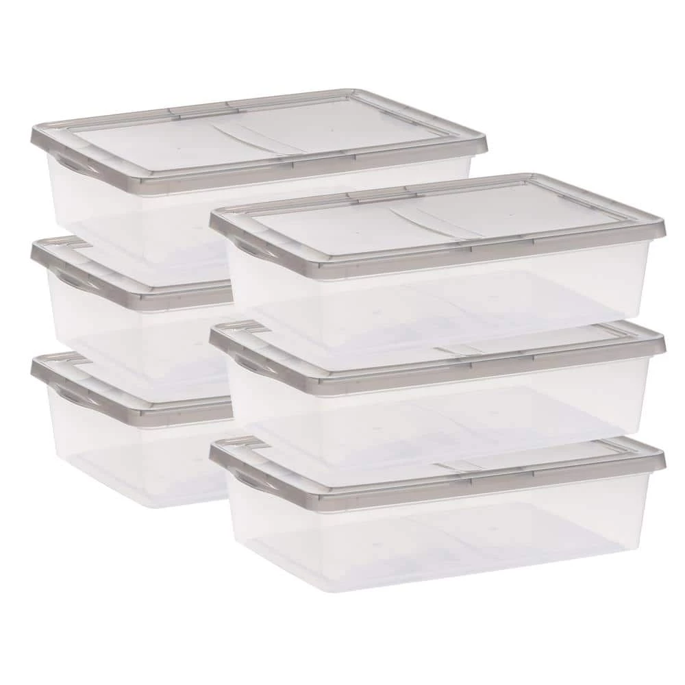 7 Gal. Snap Top Plastic Storage Box in Clear wih Gray Lid 6 Pack by IRIS 3 7 Gal. Snap Top Plastic Storage Box in Clear wih Gray Lid 6 Pack by IRIS