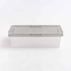 7 Gal. Snap Top Plastic Storage Box in Clear wih Gray Lid 6 Pack by IRIS 13 7 Gal. Snap Top Plastic Storage Box in Clear wih Gray Lid 6 Pack by IRIS -Kate and Laurel Shop clear iris storage bins 500157 c3 1000