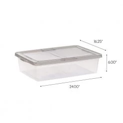 7 Gal. Snap Top Plastic Storage Box in Clear wih Gray Lid 6 Pack by IRIS 17 7 Gal. Snap Top Plastic Storage Box in Clear wih Gray Lid 6 Pack by IRIS -Kate and Laurel Shop clear iris storage bins 500157 fa 1000