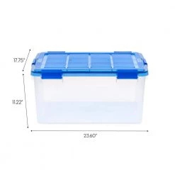 60 qt. Clear Plastic Storage Boxes with Blue Lid by IRIS 12 60 qt. Clear Plastic Storage Boxes with Blue Lid by IRIS -Kate and Laurel Shop clear iris storage bins 500197 44 1000