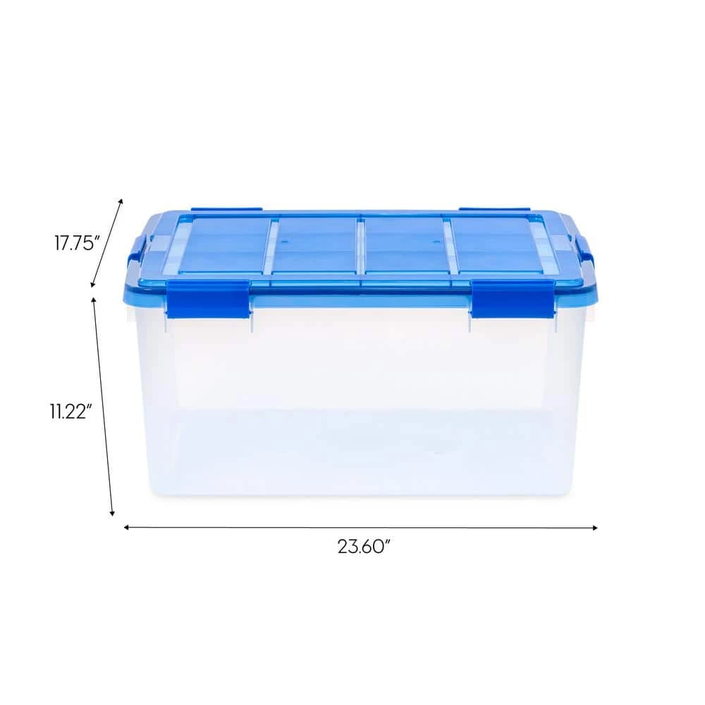 60 qt. Clear Plastic Storage Boxes with Blue Lid by IRIS 7 60 qt. Clear Plastic Storage Boxes with Blue Lid by IRIS - Image 5