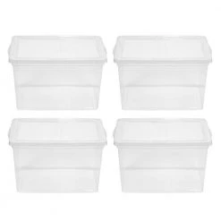 65 Qt. Snap Top Storage Box, in Clear, (4 Pack) by IRIS