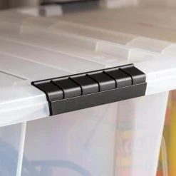 20 Qt Stack and Pull Box, 8 pack Clear with Black Handles by IRIS -Kate and Laurel Shop clear iris storage bins 580061 1f 1000