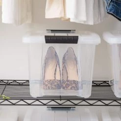 20 Qt Stack and Pull Box, 8 pack Clear with Black Handles by IRIS -Kate and Laurel Shop clear iris storage bins 580061 44 1000