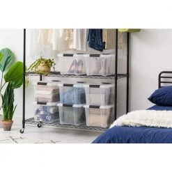 20 Qt Stack and Pull Box, 8 pack Clear with Black Handles by IRIS -Kate and Laurel Shop clear iris storage bins 580061 fa 1000