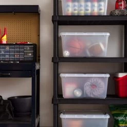 45 Quart Buckle Up Storage Box, Clear/Black, Set of 4 by IRIS -Kate and Laurel Shop clear iris storage bins 585098 31 1000