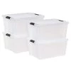 45 Quart Buckle Up Storage Box, Clear/Black, Set of 4 by IRIS 1 45 Quart Buckle Up Storage Box, Clear/Black, Set of 4 by IRIS -Kate and Laurel Shop clear iris storage bins 585098 64 1000