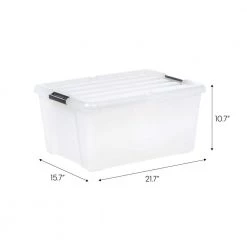 45 Quart Buckle Up Storage Box, Clear/Black, Set of 4 by IRIS -Kate and Laurel Shop clear iris storage bins 585098 76 1000