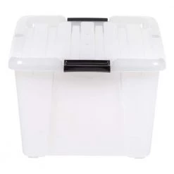 45 Quart Buckle Up Storage Box, Clear/Black, Set of 4 by IRIS -Kate and Laurel Shop clear iris storage bins 585098 fa 1000