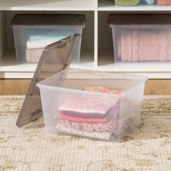 24.5 Quart Plastic Storage Bin Tote Organizing Container with Latching Lid, Clear with Gray Lid, 6 Pack by IRIS -Kate and Laurel Shop clear iris storage bins 585104 1f 1000
