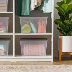 24.5 Quart Plastic Storage Bin Tote Organizing Container with Latching Lid, Clear with Gray Lid, 6 Pack by IRIS -Kate and Laurel Shop clear iris storage bins 585104 4f 1000