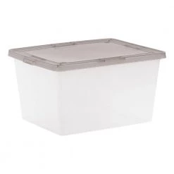 24.5 Quart Plastic Storage Bin Tote Organizing Container with Latching Lid, Clear with Gray Lid, 6 Pack by IRIS -Kate and Laurel Shop clear iris storage bins 585104 d4 1000