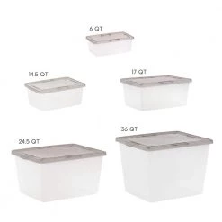 24.5 Quart Plastic Storage Bin Tote Organizing Container with Latching Lid, Clear with Gray Lid, 6 Pack by IRIS -Kate and Laurel Shop clear iris storage bins 585104 fa 1000