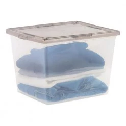 36 qt. Plastic Storage Bin Tote Organizing Container with Latching Lid in Clear with Gray Lid (6-Pack) by IRIS -Kate and Laurel Shop clear iris storage bins 585105 1f 1000