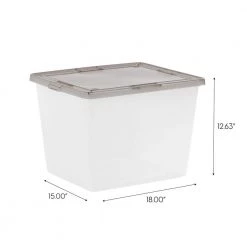 36 qt. Plastic Storage Bin Tote Organizing Container with Latching Lid in Clear with Gray Lid (6-Pack) by IRIS -Kate and Laurel Shop clear iris storage bins 585105 44 1000
