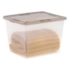 36 qt. Plastic Storage Bin Tote Organizing Container with Latching Lid in Clear with Gray Lid (6-Pack) by IRIS -Kate and Laurel Shop clear iris storage bins 585105 4f 1000