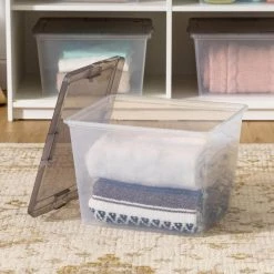 36 qt. Plastic Storage Bin Tote Organizing Container with Latching Lid in Clear with Gray Lid (6-Pack) by IRIS -Kate and Laurel Shop clear iris storage bins 585105 76 1000
