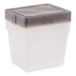 36 qt. Plastic Storage Bin Tote Organizing Container with Latching Lid in Clear with Gray Lid (6-Pack) by IRIS -Kate and Laurel Shop clear iris storage bins 585105 c3 1000
