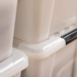 45 Qt. Buckle Up Storage Box in Pearl (4-Pack) by IRIS -Kate and Laurel Shop clear iris storage bins 585782 4f 1000