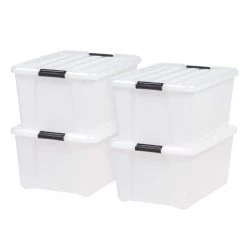 45 Qt. Buckle Up Storage Box in Pearl (4-Pack) by IRIS