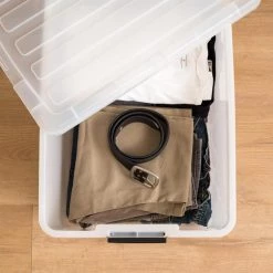 45 Qt. Buckle Up Storage Box in Pearl (4-Pack) by IRIS -Kate and Laurel Shop clear iris storage bins 585782 fa 1000