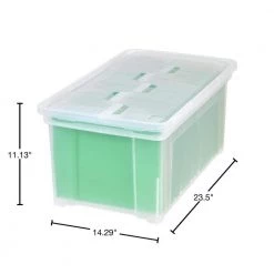 47 Qt. Hinged Lid File Storage Bin Clear (4-Pack) by IRIS -Kate and Laurel Shop clear iris storage bins 587750 40 1000