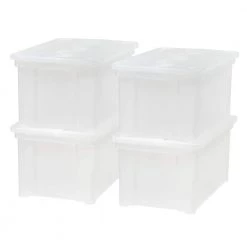Kate and Laurel Shop 13 47 Qt. Hinged Lid File Storage Bin Clear (4-Pack) by IRIS