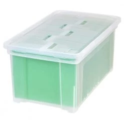 47 Qt. Hinged Lid File Storage Bin Clear (4-Pack) by IRIS -Kate and Laurel Shop clear iris storage bins 587750 c3 1000