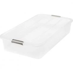 50 Qt. Underbed Buckle Up Storage Box in Clear by IRIS