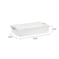 40-Qt. Underbed Store and Slide Storage Box in Clear Tan Handle by IRIS -Kate and Laurel Shop clear iris underbed storage 170291 4f 1000