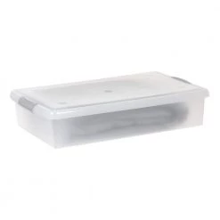 40-Qt. Underbed Store and Slide Storage Box in Clear Tan Handle by IRIS -Kate and Laurel Shop clear iris underbed storage 170291 d4 1000