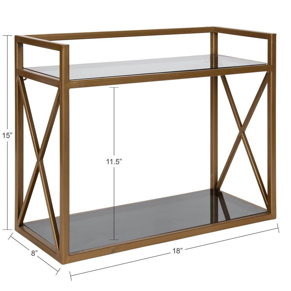 Blex 8 in. x 18 in. x 15 in. Gold/Black Metal Floating Decorative Wall Shelf Without Brackets by Kate and Laurel 6 Blex 8 in. x 18 in. x 15 in. Gold/Black Metal Floating Decorative Wall Shelf Without Brackets by Kate and Laurel - Image 4