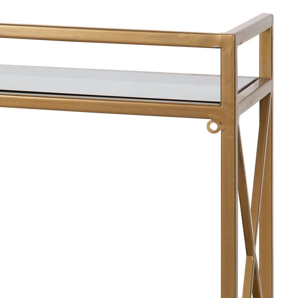 Blex 8 in. x 18 in. x 15 in. Gold/Black Metal Floating Decorative Wall Shelf Without Brackets by Kate and Laurel 4 Blex 8 in. x 18 in. x 15 in. Gold/Black Metal Floating Decorative Wall Shelf Without Brackets by Kate and Laurel - Image 2