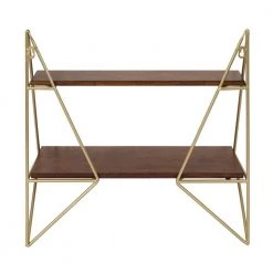 Melita 7 in. x 20 in. x 19 in. Gold Wood Decorative Wall Shelf by Kate and Laurel -Kate and Laurel Shop gold kate and laurel decorative shelving 213057 44 1000