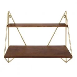Melita 7 in. x 20 in. x 19 in. Gold Wood Decorative Wall Shelf by Kate and Laurel -Kate and Laurel Shop gold kate and laurel decorative shelving 213057 4f 1000