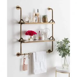 Marit 26 in. x 31 in. x 6 in. Gold Decorative Wall Shelf by Kate and Laurel 15 Marit 26 in. x 31 in. x 6 in. Gold Decorative Wall Shelf by Kate and Laurel -Kate and Laurel Shop gold kate and laurel decorative shelving 214553 31 1000